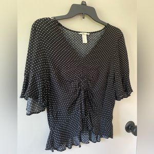 H&M cropped blouse with tie in the front.